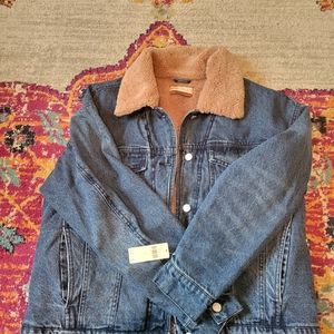 Anthropologie Sherpa Denim Jacket (Sz L) NWT